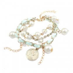 Faux Pearls Alice Blue Bracelet