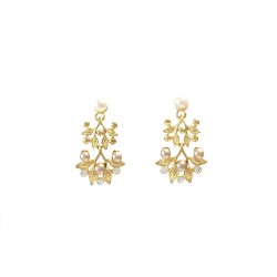 Sunshine Leaves n Pearls Earrings