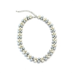 Perla in White n Light Gray Necklace
