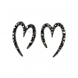 Double Hearts Black Earrings