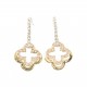 Sparkling Clover Drop Stud Earrings