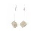 Crazy Square Mesh White Earrings