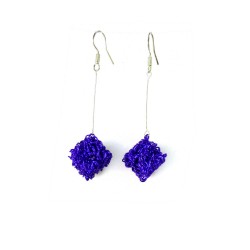 Crazy Square Mesh Dark Blue Earrings