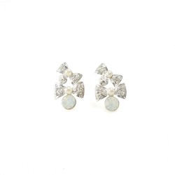 Bow Blossoms White Earrings