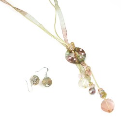 Garden Ribbon Necklace and Earrings Set