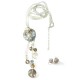 Ash Gray Buds Ribbon Necklace and Earrings Set
