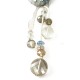 Ash Gray Buds Ribbon Necklace and Earrings Set