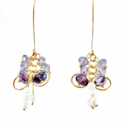 Bow Purple Crystal Earrings
