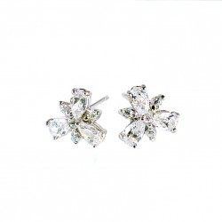 Sparkling Three Leaf Clover Stud Earrings