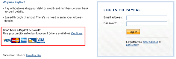 Paying by Credit Cards via PayPal